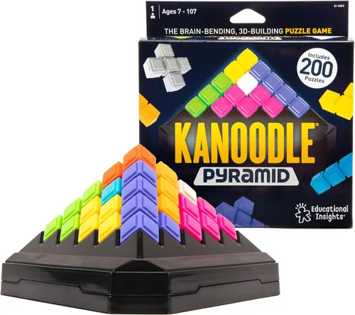 Educational Insights Kanoodle Pyramid - Rompecabezas cerebrales 3D, juego de lógica de un solo jugador, juegos de viaje portátiles para niños,