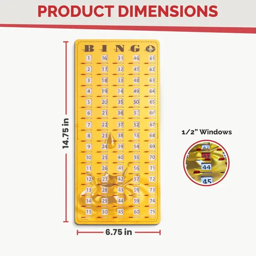 Miniatura 2 de MR CHIPS Tarjeta de bingo principal con punta de dedo a prueba de atascos con ventanas deslizantes Tarjetas de llamadas de cartón grandes