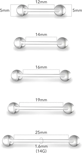 Miniatura 2 de 14G - Retenedores de piercing de lengua y pezón flexibles transparentes, 0.472 in/0.551 in/0.630 in/0.748 in/0.984 in, anillos de plástico invisible