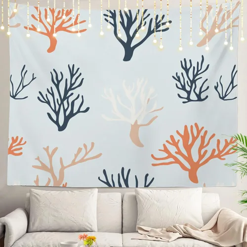 Miniatura 52 de Shrahala Tapiz de pared azul brillante, acuarela azul degradado para colgar en la pared, tapiz grande decorativo de fibra de poliéster, dobladillo