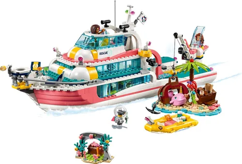 Miniatura 6 de LEGO Friends Rescue Mission Boat 41381 Kit de construcción de barco de juguete con mini muñecas y criaturas marinas de juguete, juego de rescate