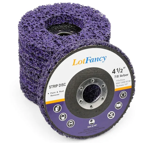 LotFancy Disco de pelado, 6 unidades de discos de tira rápida y fácil de limpiar de 4 1/2 x 7/8 pulgadas, removedor de pintura y óxido para Púrpura