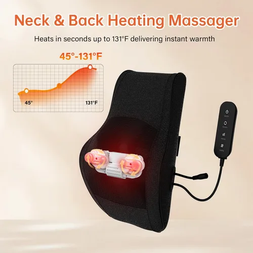 Miniatura 5 de Masajeador de Espalda con Calor, Masajeador de Espalda y Cuello para Alivio del Dolor de Tejido Profundo, Almohada de Masaje de Amasamiento 3D