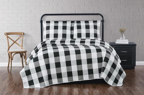 Miniatura 8 de TRULY SOFT Everyday Buffalo - Juego de edredón de 2 piezas de poliéster negro a cuadros, tamaño individual XL, para hombres y mujeres, certificado