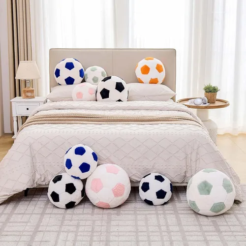 Miniatura 6 de XVTRU Almohada de fútbol de la Copa del Mundo, almohada estética para decoración del hogar, almohadas de felpa redonda para pelota de fútbol