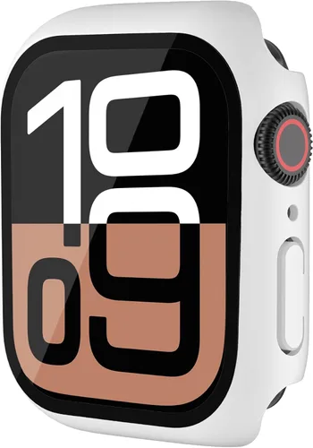 Miniatura 15 de Estuche duro mate para Apple Watch Series 7 8 9 41mm, protector de pantalla de vidrio templado, estuche con cobertura completa, amortiguador a Negro