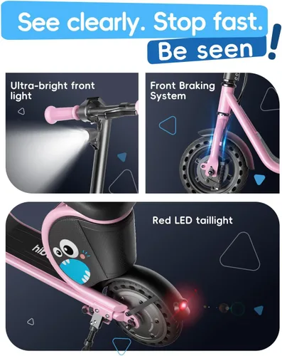 Miniatura 6 de Hiboy JoyHaul Electric Scooter for Kids Ages 4-10, with Seat, UL 2272 Certified, 100W Motor, 5 Miles Range, 9.3 MPH, LED Lights, Under-Seat Storage