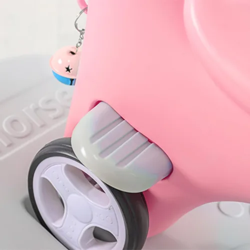Miniatura 5 de Caballo mecedor 4 en 1 para niños pequeños de 1.5 a 3 años, juguetes de paseo en bicicleta de equilibrio con asa de empuje, respaldo de juguete Rosa