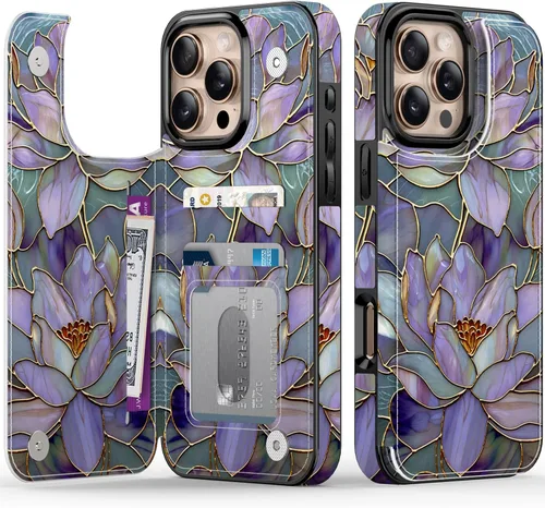 Miniatura 109 de FUNMIKO Funda tipo cartera para iPhone 13 con tarjetero, bloqueo RFID, protección de grado militar y obras de arte impresas con rayos UV, cierre
