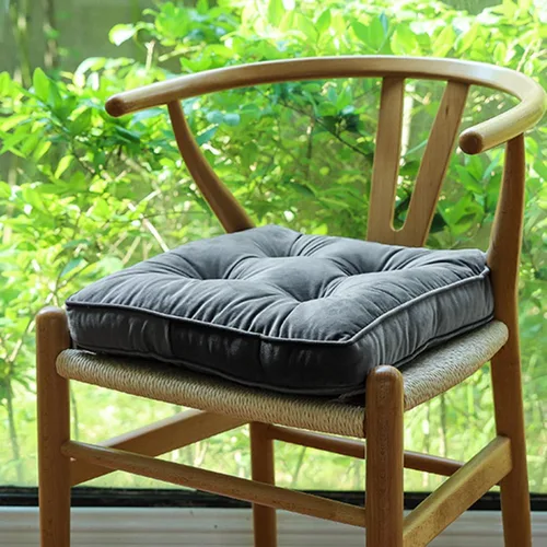 Miniatura 2 de vctops Almohadillas de Silla de Terciopelo Suave con Lazos, Cómodo Cojín de Asiento Sólido para Sillas de Comedor, Sillas de Oficina, Pisos de Gris