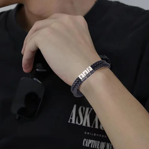 Miniatura 3 de Pulsera de cuero para hombre (mahua/matikou/yuanquan/8 Infinity)