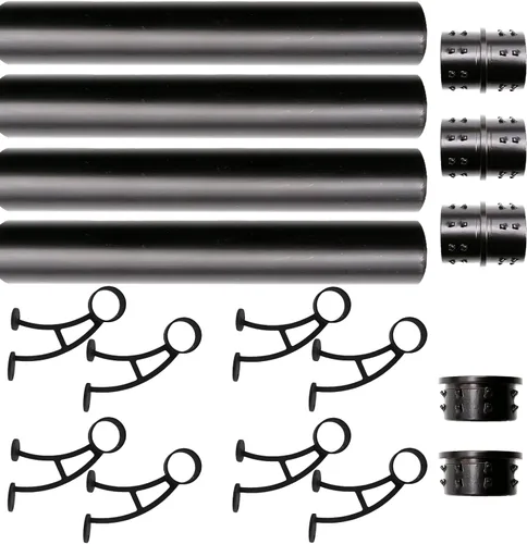 Miniatura 22 de Kit de riel de pie de montaje en barra sólida, tubo de acero inoxidable negro mate con conector interno, soporte de riel de pie de montaje en barra