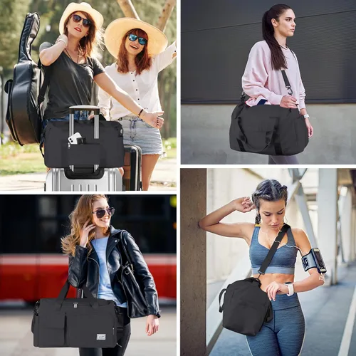 Miniatura 5 de CS COSDDI - Bolsa de viaje deportiva con manga de carretera, bolsa de gimnasio deportiva para mujer, bolsa de mano con compartimento para zapatos