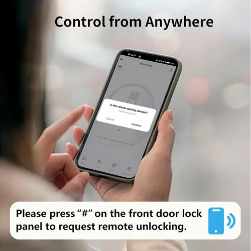 Miniatura 5 de EIYSIE Cerradura de puerta inteligente WiFi con asa, cerradura de huellas dactilares, cerradura de puerta de entrada sin llave con teclado