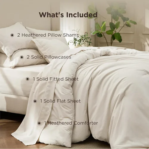 Miniatura 197 de Bedsure Juego de edredón Twin/Twin XL, ropa de cama suave beige para todas las estaciones, juego de cama teñido catiónico, 2 piezas, 1 edredón