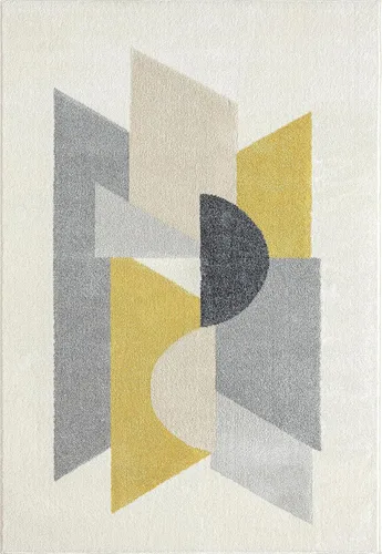 Miniatura 2 de Abani Deco Collection - Alfombra de área, diseño geométrico moderno crema/gris, de 4 x 6 pies, fácil de limpiar, duradera para niños y mascotas,