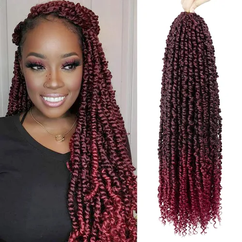 Miniatura 89 de Pelo de Passion Twist – 8 paquetes de 18 pulgadas Passion Twist Crochet para mujeres, cabello rizado pretrenzado Passion Twists extensiones de #2