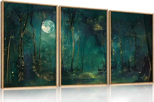 Miniatura 50 de Aryroi Juego de arte de pared en lienzo abstracto grande con marco floral, estilo bohemio, retro, neutro, flores silvestres, arte botánico de flores