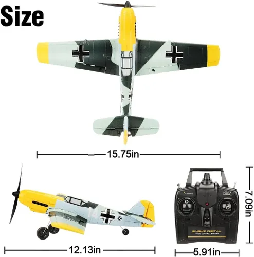 Miniatura 2 de ANTSIR Avión RC para adultos y adolescentes de 14 años, BF109 Avión de control remoto de 4 canales con giroscopio de 6 ejes, 3 modos de vuelo, listo
