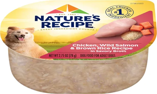 Miniatura 2 de Nature's Recipe Wet Dog Food, receta de pollo y salmón salvaje en caldo, taza de 2.75 onzas (paquete de 12)