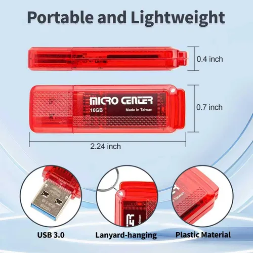 Miniatura 6 de Micro Center SuperSpeed - Paquete de 2 memorias USB 3.0 de 16 GB, unidad para almacenamiento de datos del tamaño de una goma de mascar