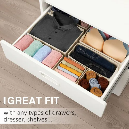 Miniatura 6 de Criusia Organizador de cajones de ropa, paquete de 8 organizadores de cajones para ropa interior, caja de almacenamiento de tela plegable