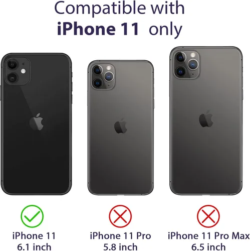 Miniatura 2 de Funda para iPhone 11 con cremallera de cuero con ranuras para tarjetas, funda protectora para teléfono con cordón para mujeres y niñas, a prueba
