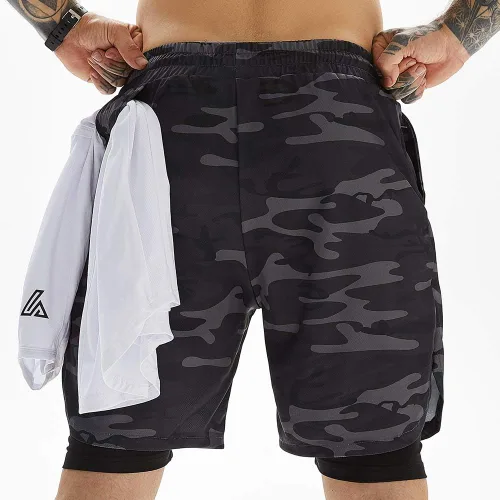 Miniatura 3 de JWJ Men's 2 in 1 Workout Running Shorts 7 Inch Lightweight Athletic Gym Shorts with Compression Liner