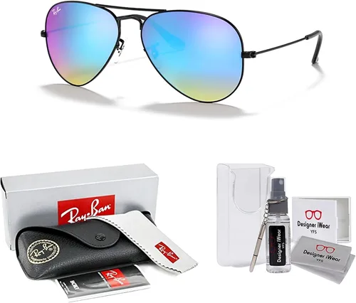 Miniatura 12 de Ray-Ban RB3025 - Lentes de sol de aviador de metal para hombre y mujer + paquete con kit de cuidado de gafas iWear de diseñador