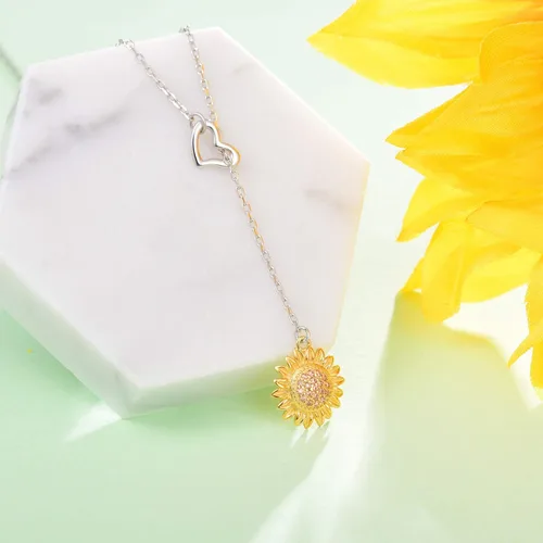 Miniatura 6 de Collar de girasol, joyería de plata de ley 925 - You Are My Sunshine Colgante Collares Joyería Moda Y Colgante Regalos para Mujeres Esposa, Metal