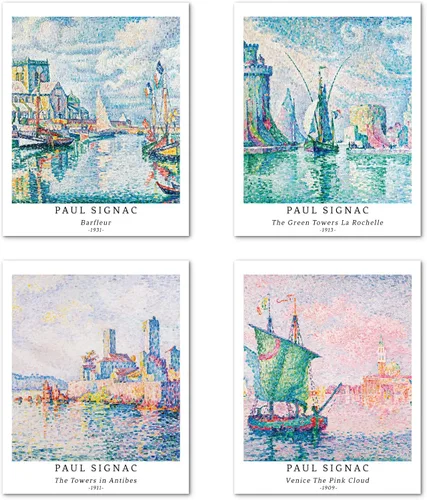 Berkin Arts Juego de 4 impresiones artísticas sin marco, arte giclée, arte de paisaje de 8 x 10 pulgadas, decoración universitaria, puesta de sol,