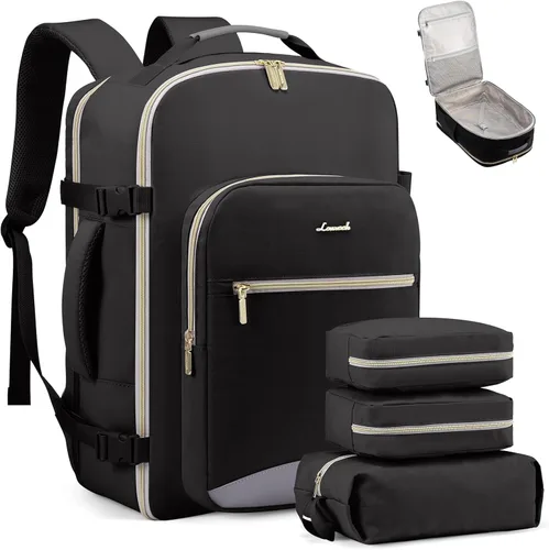 Miniatura 23 de LOVEVOOK Mochila de viaje de 40L aprobada para vuelo, 3 cubos de embalaje, bolsa de viaje impermeable para artículos personales, equipaje de mano