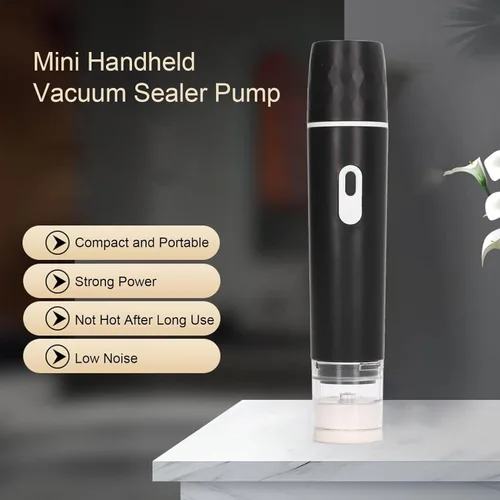 Miniatura 6 de Sellador al vacío portátil inalámbrico eléctrico para almacenamiento de alimentos y ropa, color negro