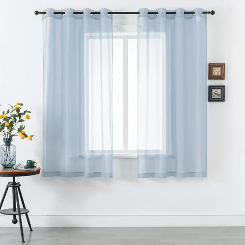 Miniatura 47 de DUALIFE Cortinas Amarillas de 72 Pulgadas de Largo para Dormitorio Juego de 2 Paneles con Ojales Ventana Semi Voile Filtrado de Luz Cortinas