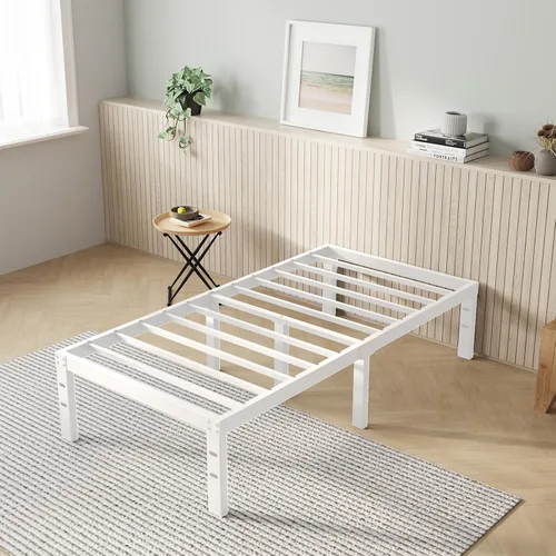 Miniatura 22 de Novilla Base de cama tamaño Queen, base de cama con plataforma de metal de 14 pulgadas tamaño Queen con espacio de almacenamiento debajo de la cama
