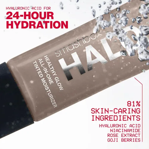 Miniatura 3 de Smashbox Halo Healthy Glow Tinted Moisturizer with SPF 25 24-Hour Hydrating Buildable Coverage with a Natural Dewy Finish, Hyaluronic Acid &
