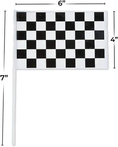 Miniatura 2 de Fun Express Juego de banderas de carreras de plástico, decoración vibrante para fiestas temáticas de carreras, carnavales, desfiles y celebraciones