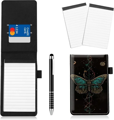 Miniatura 28 de Juego de 4 soportes para bloc de notas de tamaño de bolsillo, de piel sintética, mini bloc de notas con 2 bloc de notas pequeños y lápiz capacitivo