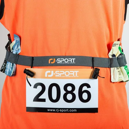 Miniatura 5 de RJ-Sport Cinturón con número de carrera, soporte para cinturón de carreras de triatlón con 6 trabillas de gel energético para triatalón, maratón