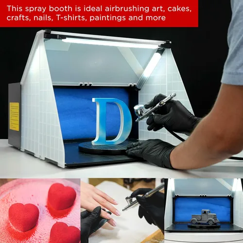 Miniatura 6 de Master Airbrush, Cabina portable de aerosol iluminada con iluminación LED, para pintar todo tipo de arte, pasteles, artesanías, pasatiempos, uñas