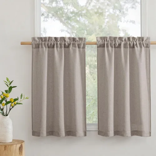 Miniatura 64 de RYB Home - Cortinas semitransparentes de lino Angora