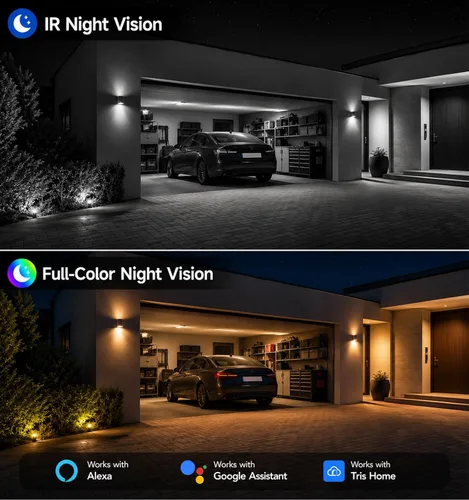 Miniatura 7 de Cámara de bombilla, 2.4 y 5 GHz, WiFi 2K, cámara de seguridad inalámbrica para interiores y exteriores con visión nocturna a color, conversación