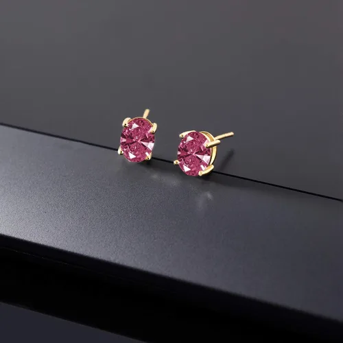 Miniatura 156 de Gem Stone King Aretes de oro de 14 quilates con piedra natal ovalada de 0.315 x 0.236 in Aretes de oro para mujer