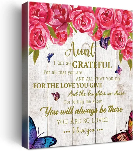 Wailozco Póster decorativo para pared con texto en inglés «Aunt Aunt», pósteres enmarcados de poemas, regalos sentimentales para tías de sobrina,