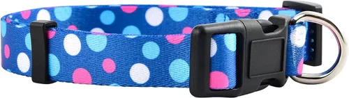 Miniatura 6 de Native Pup Collar de perro con lunares, ajustable para perros pequeños, medianos y grandes, tela bonita para niños y niñas Negro