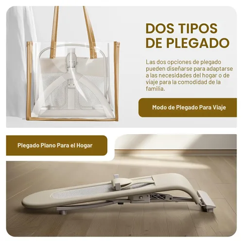 Miniatura 8 de Silla de balanceo y reclinable portátil 3 en 1 para bebé de recién nacido a niño pequeño - 4 posiciones de reclinado ajustables, tela de algodón
