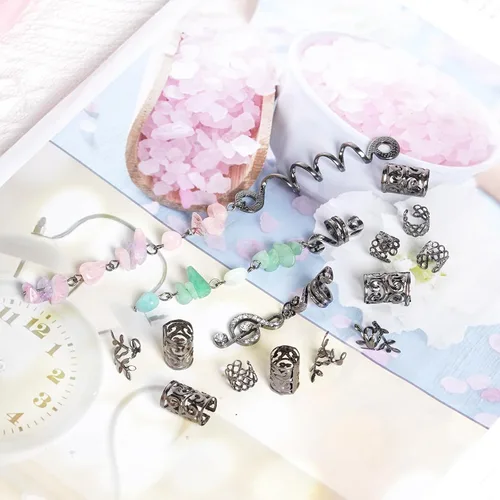 Miniatura 5 de hoyuwak - 40 piezas de joyería para trenzas, accesorios para rastas y loc, cuentas para el cabello, pinzas, puños, anillos y encantos para mujeres