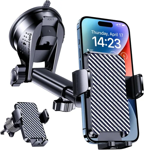 BIVGAZA Soporte de teléfono para automóvil [succión de grado militar] Soporte universal para teléfono de automóvil [compatible con funda gruesa]