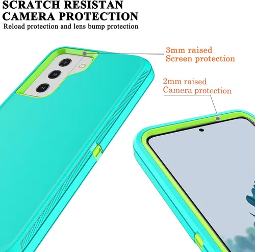 Miniatura 3 de Funda resistente 3 en 1 para Galaxy S21 (no para S21 Plus), con película de TPU flexible y película de lente de cámara, paquete de 2 fundas