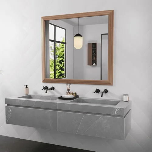 Miniatura 112 de Amorho Espejo de Baño Negro, Espejos de Pared de 24x30 Pulgadas con Marco de Metal Grueso para Sobre el Fregadero, Dormitorio, Sala de Estar